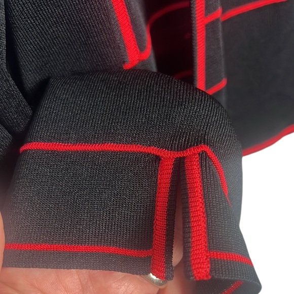 Ming Wang Black and Red Open Front Long Sleeve Knit Cardigan Size Large - Picture 4 of 12